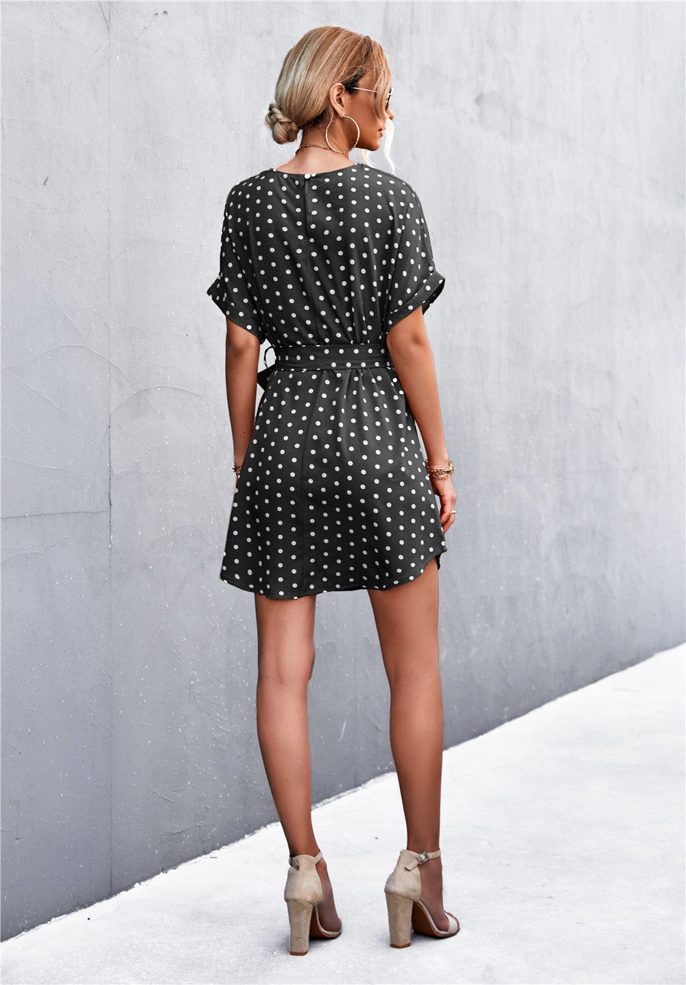 Polka Dot Rounded Hem Dress