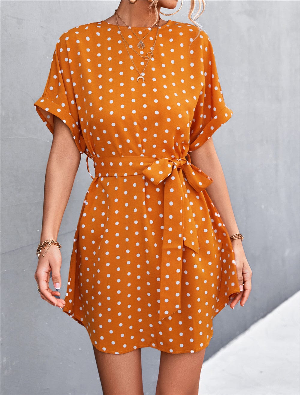 Polka Dot Rounded Hem Dress