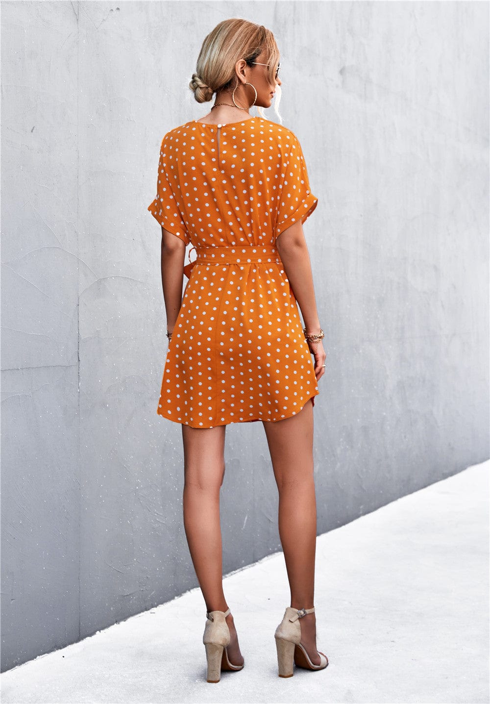 Polka Dot Rounded Hem Dress