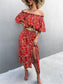 Off Shoulder Front Slit Dress