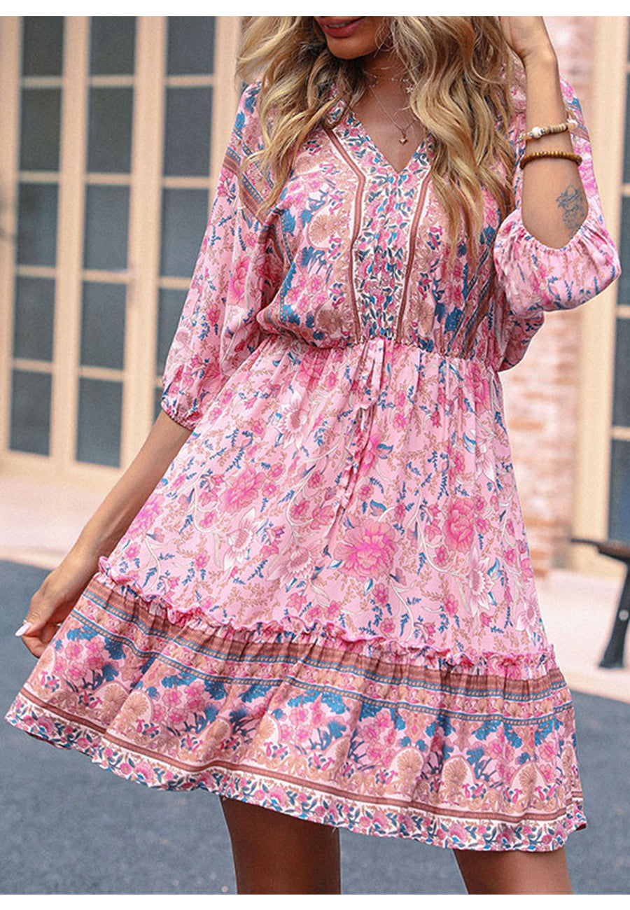 Boho Tie Waist Summer Dress