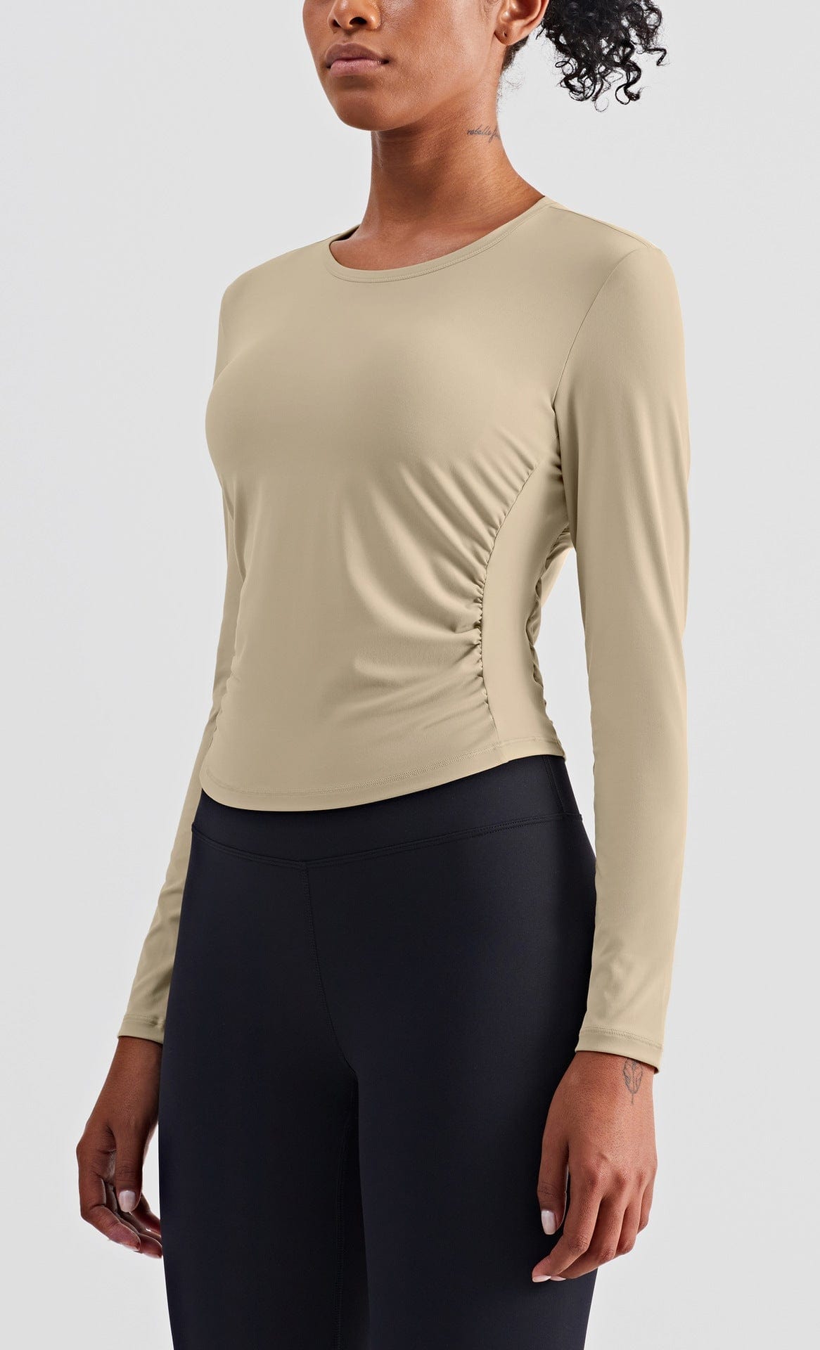 Stretchy Ruched Long Sleeve Active Shirt