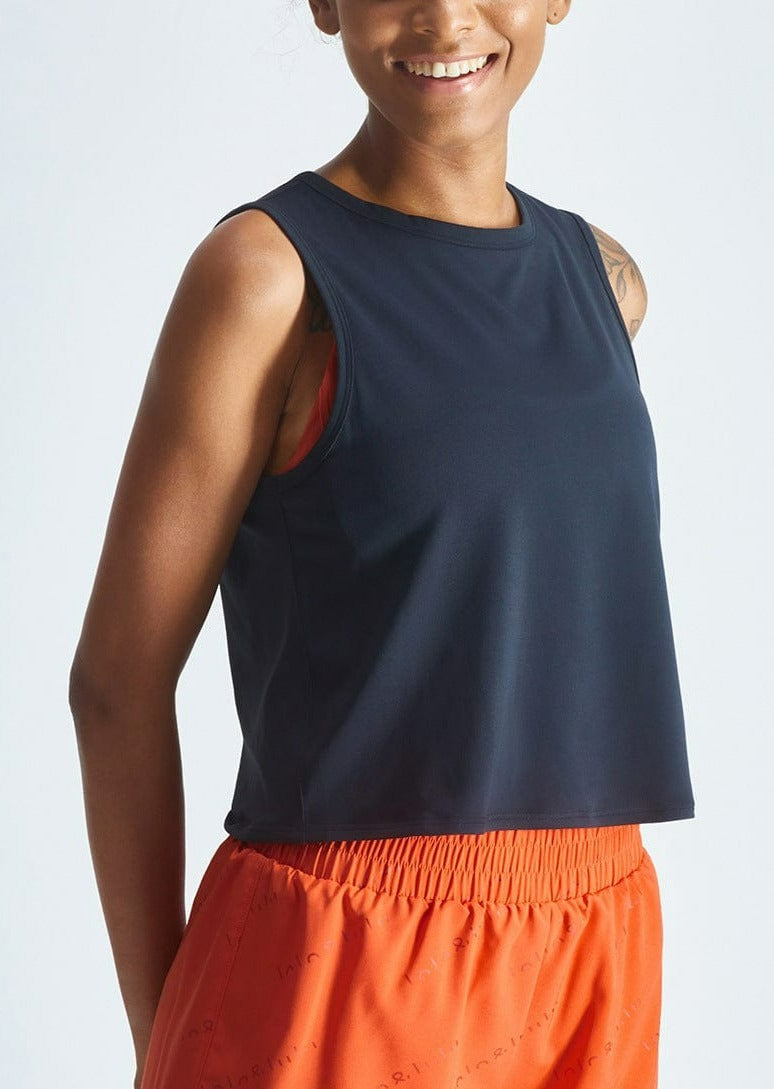 High Neck Cropped Boxy Lightweight Tank