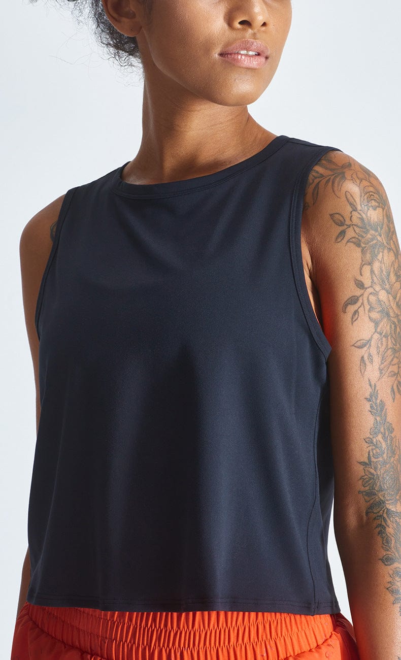 High Neck Cropped Boxy Lightweight Tank