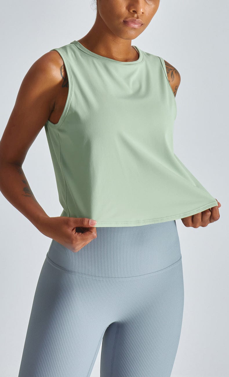 High Neck Cropped Boxy Lightweight Tank