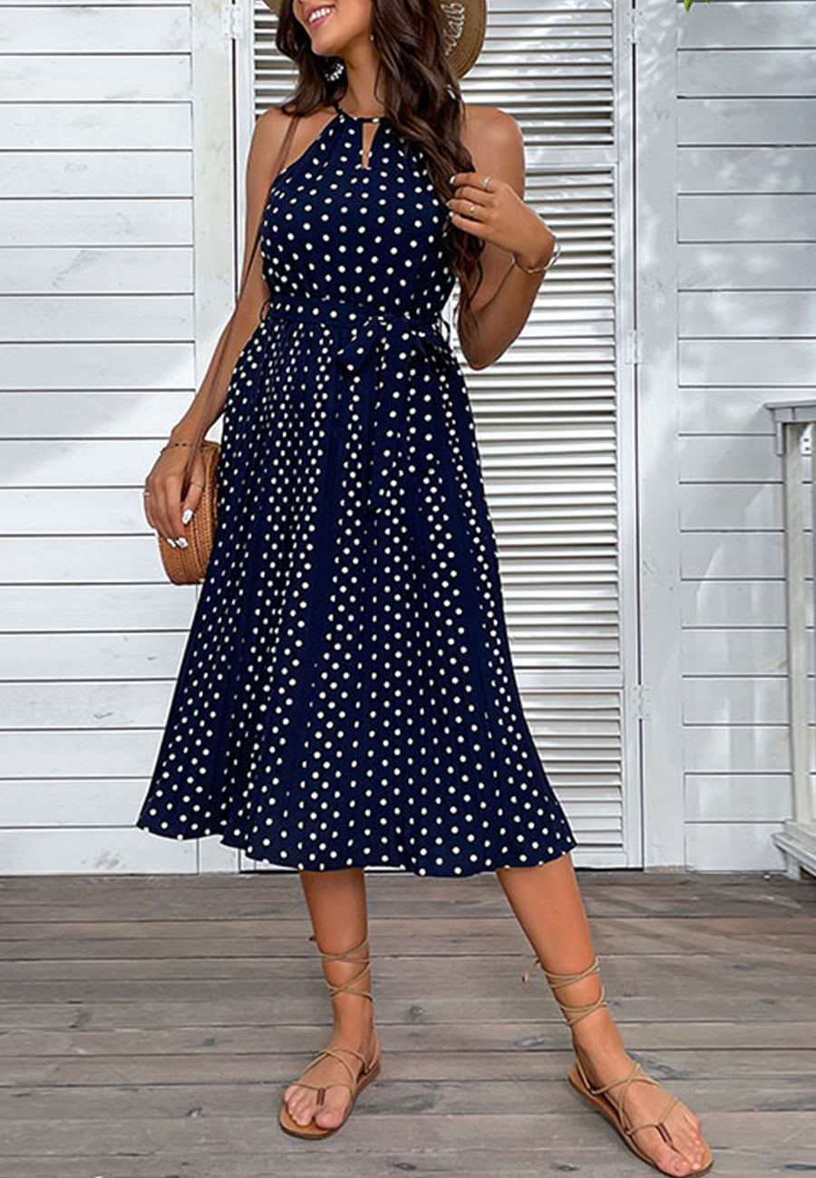 Keyhole Front Polka Dot Dress