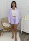 Oversized Striped Long Sleeve Button Down Shirt & Short Set
