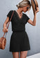 Lace Trim Surplice Neck Romper