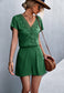Lace Trim Surplice Neck Romper