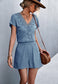 Lace Trim Surplice Neck Romper