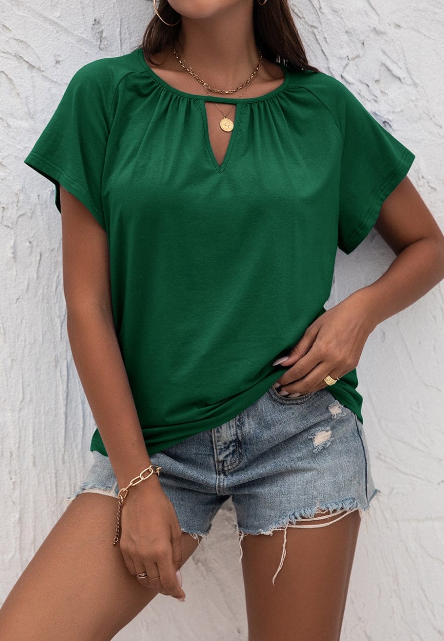 Front Keyhole Raglan Sleeve Blouse