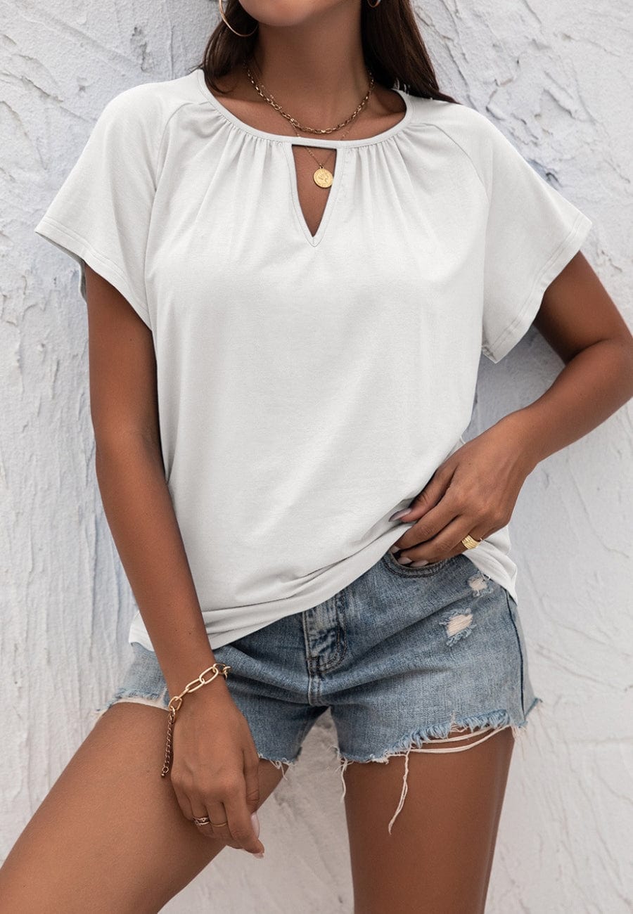 Front Keyhole Raglan Sleeve Blouse