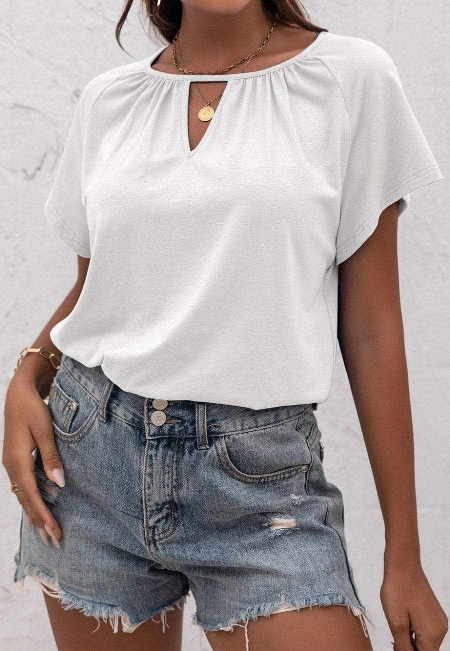 Front Keyhole Raglan Sleeve Blouse