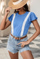 Lace Trim Flutter Sleeve Blouse