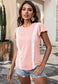 Lace Trim Flutter Sleeve Blouse