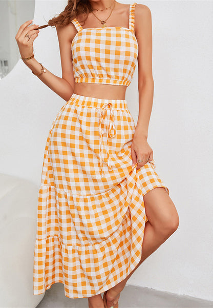 Gingham Crop Top and Skirt Coordinates