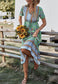 Button Detail Floral Boho Dress