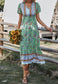 Button Detail Floral Boho Dress
