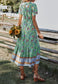 Button Detail Floral Boho Dress