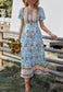 Button Detail Floral Boho Dress