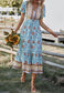 Button Detail Floral Boho Dress