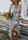 Button Detail Floral Boho Dress