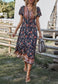 Button Detail Floral Boho Dress