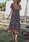 Button Detail Floral Boho Dress