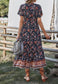 Button Detail Floral Boho Dress