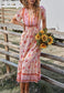 Button Detail Floral Boho Dress