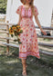 Button Detail Floral Boho Dress
