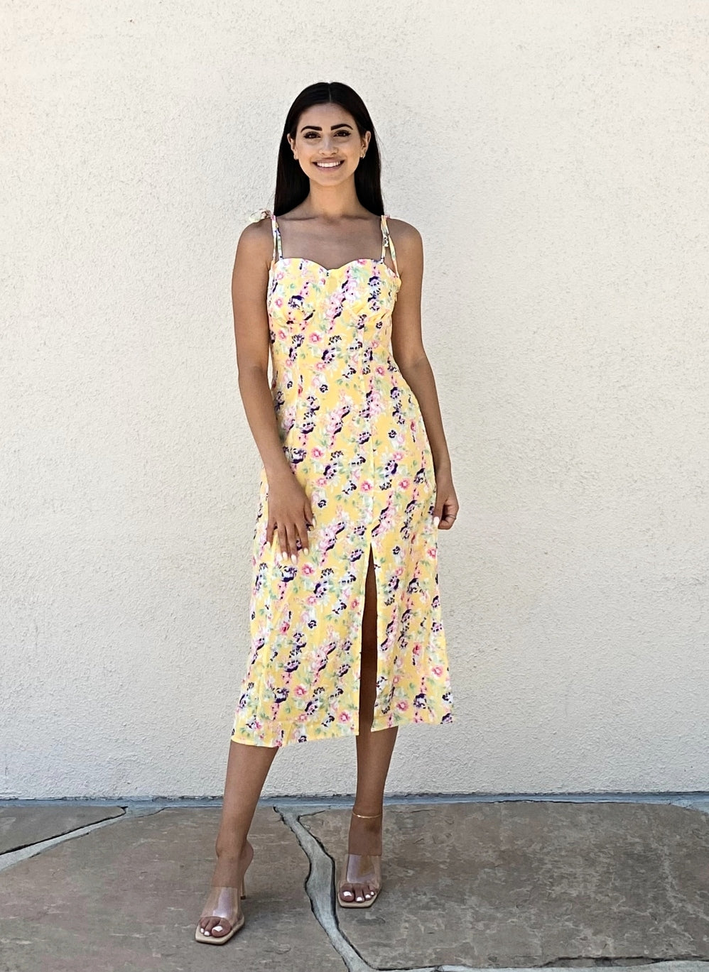 Summer Floral High Slit Dress