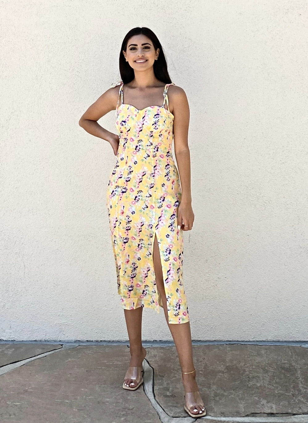 Summer Floral High Slit Dress