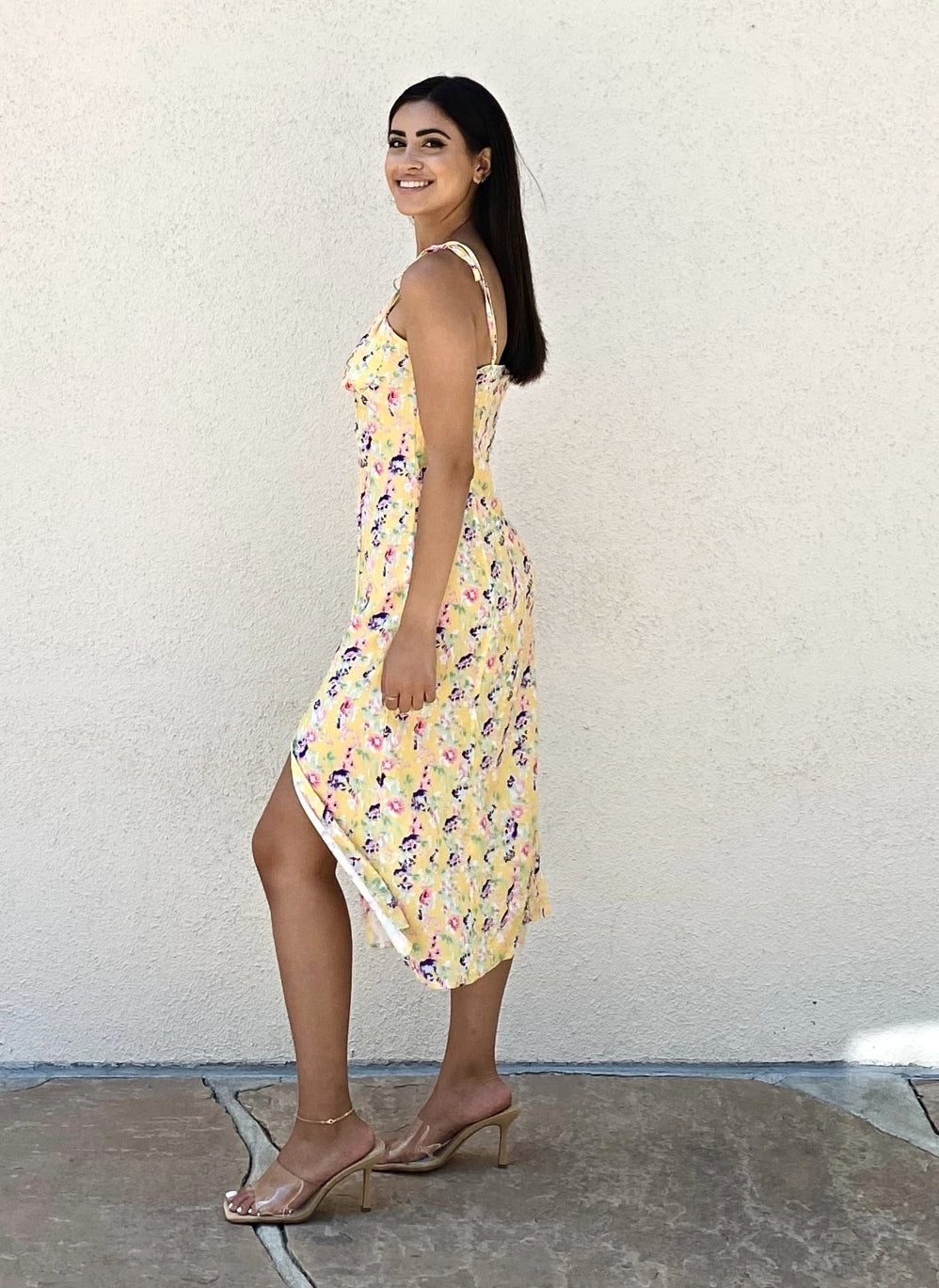 Summer Floral High Slit Dress