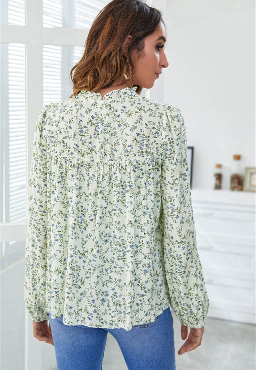 Ruffle Detail Floral Print Blouse