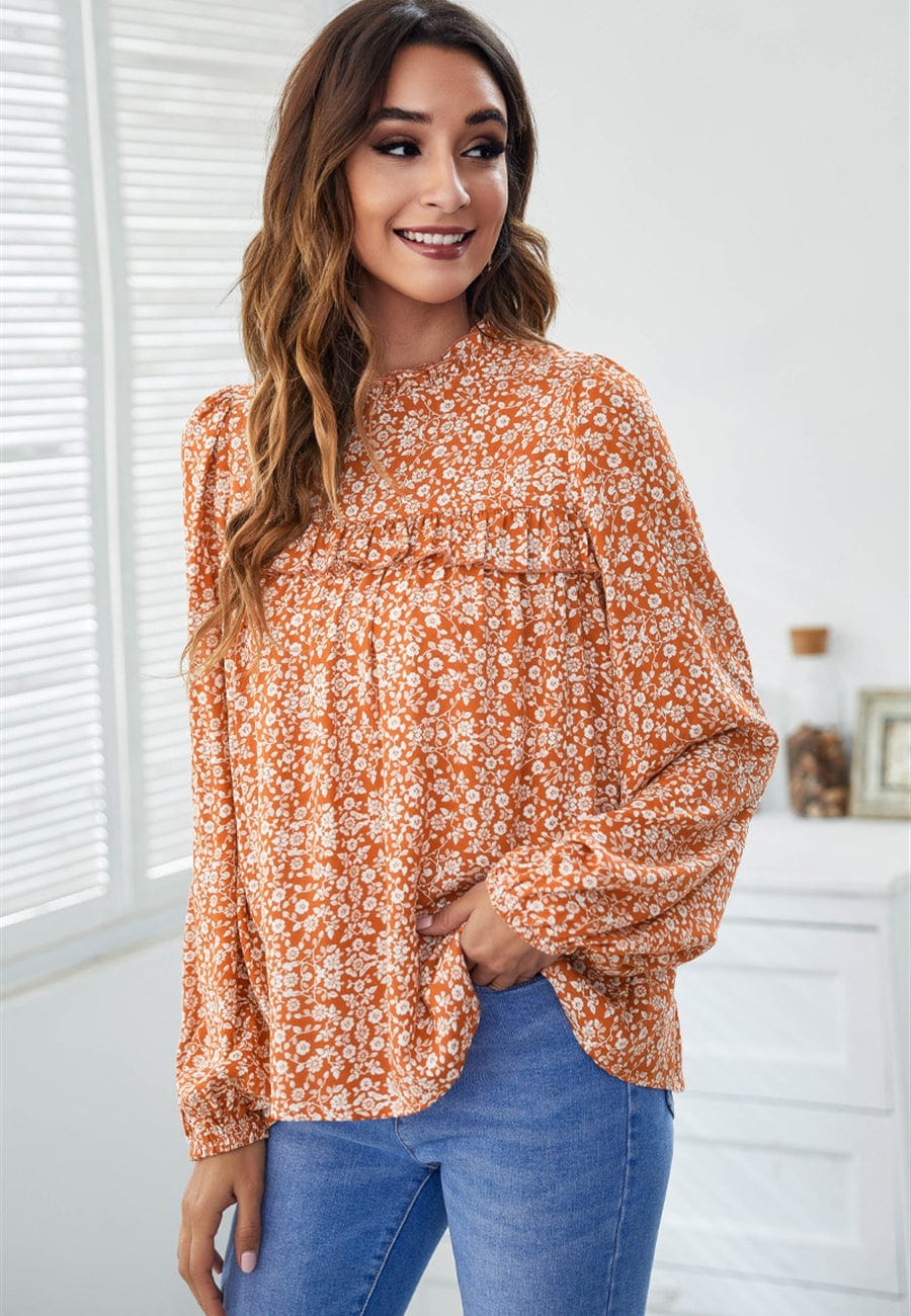 Ruffle Detail Floral Print Blouse