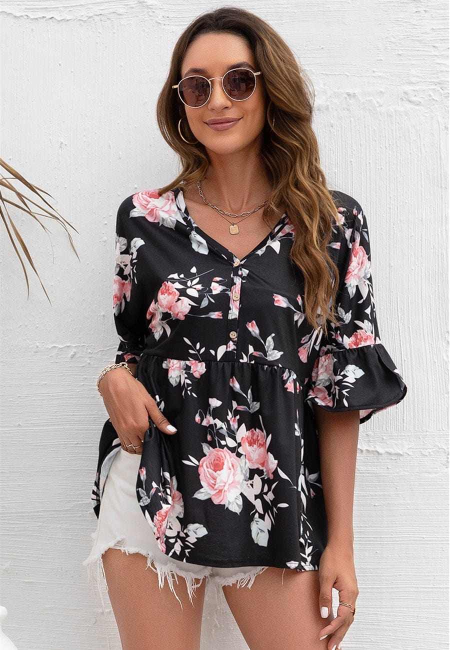 Floral Print Flowy Blouse