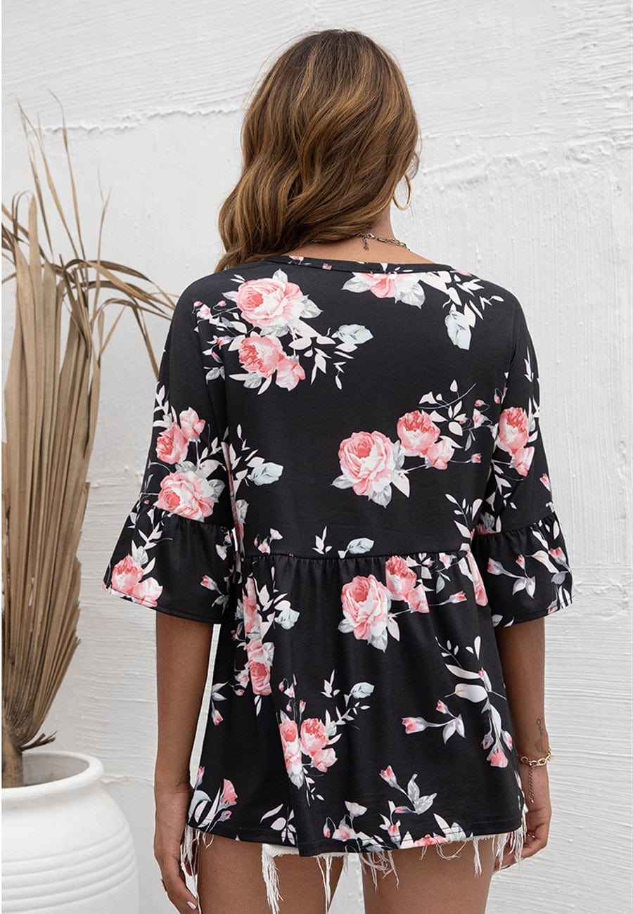 Floral Print Flowy Blouse