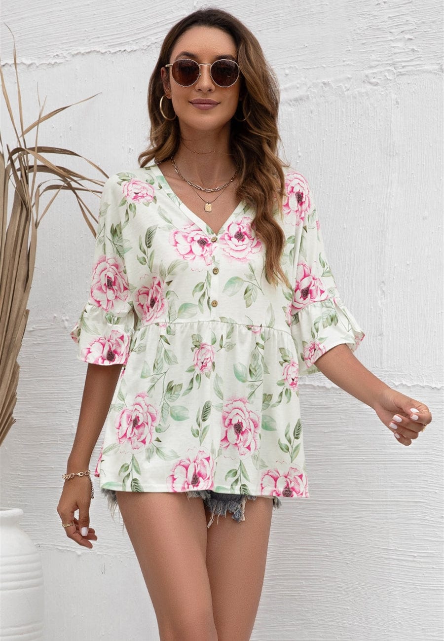 Floral Print Flowy Blouse