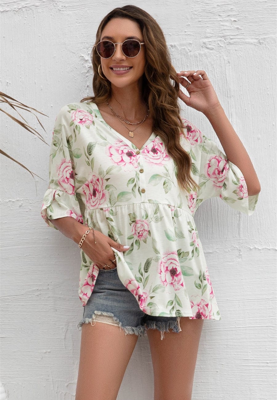 Floral Print Flowy Blouse