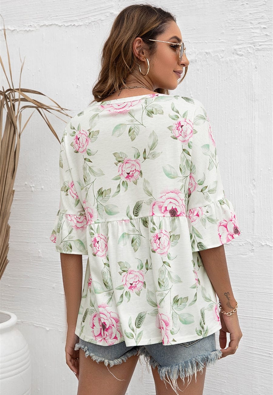 Floral Print Flowy Blouse