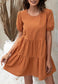 Puff Sleeve Tiered Shift Dress
