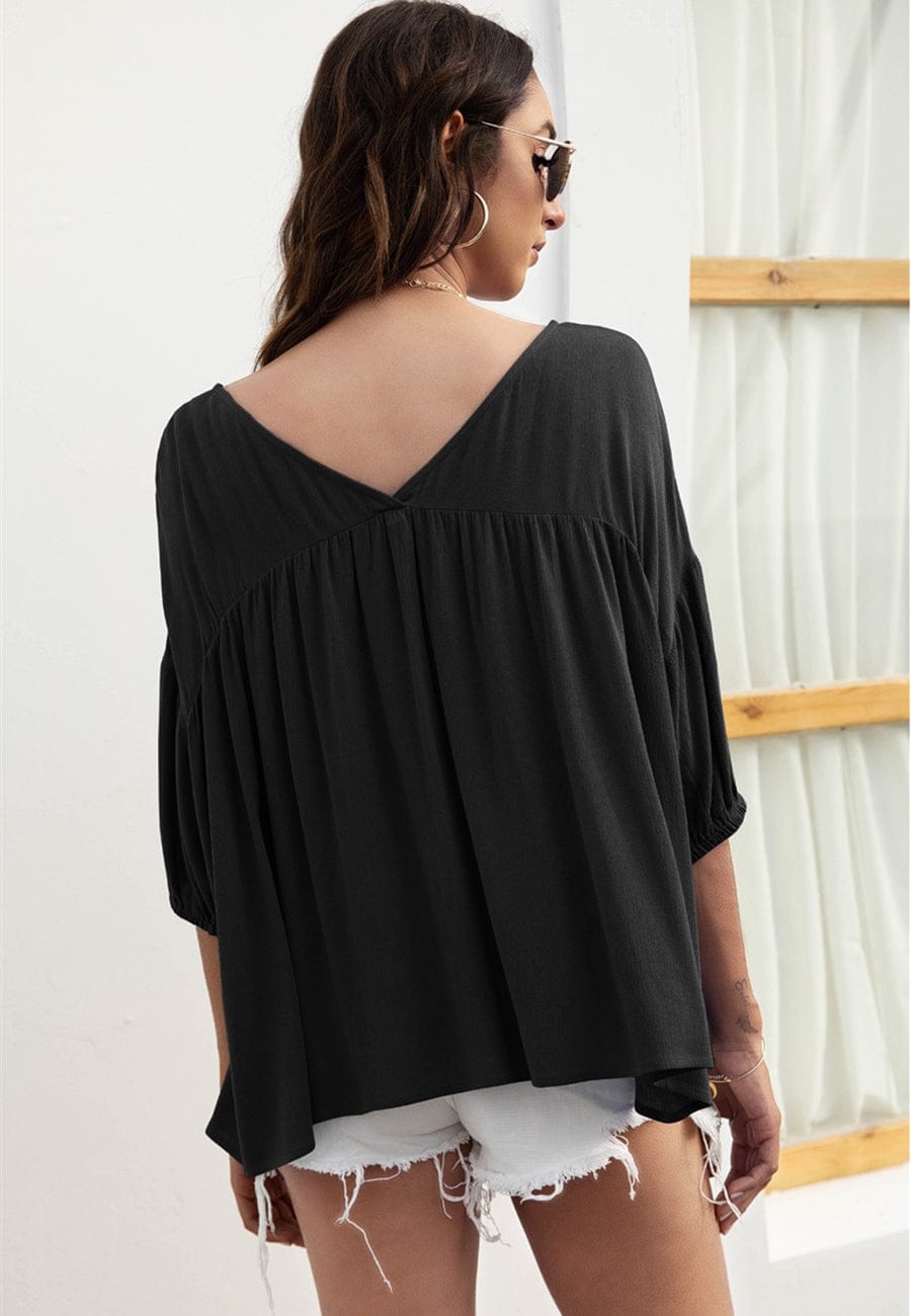 V Neck Flowy Summer Blouse