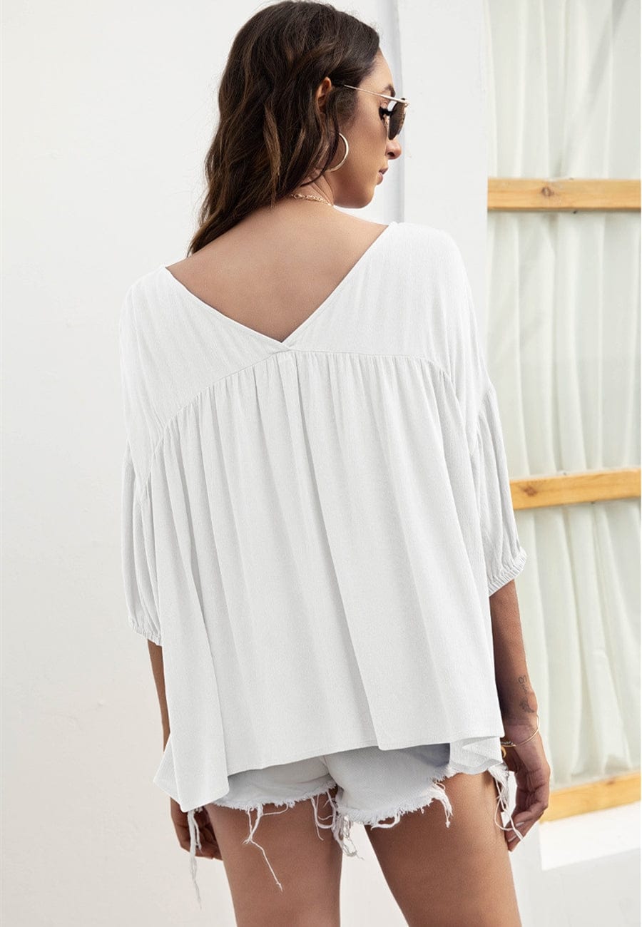 V Neck Flowy Summer Blouse