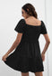 Solid Button Down Tiered Dress