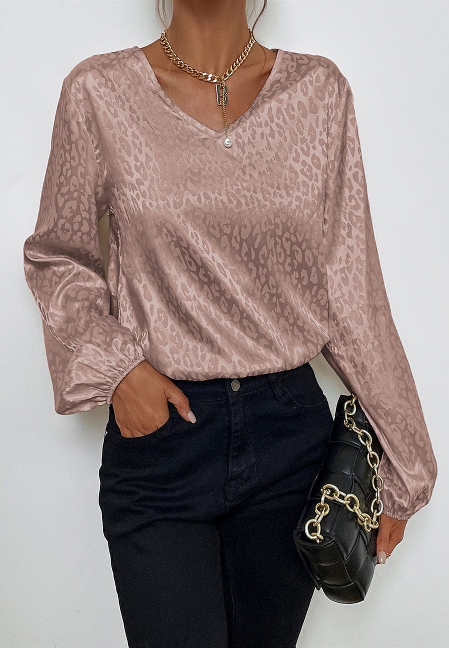 Satin Leopard Print Blouse