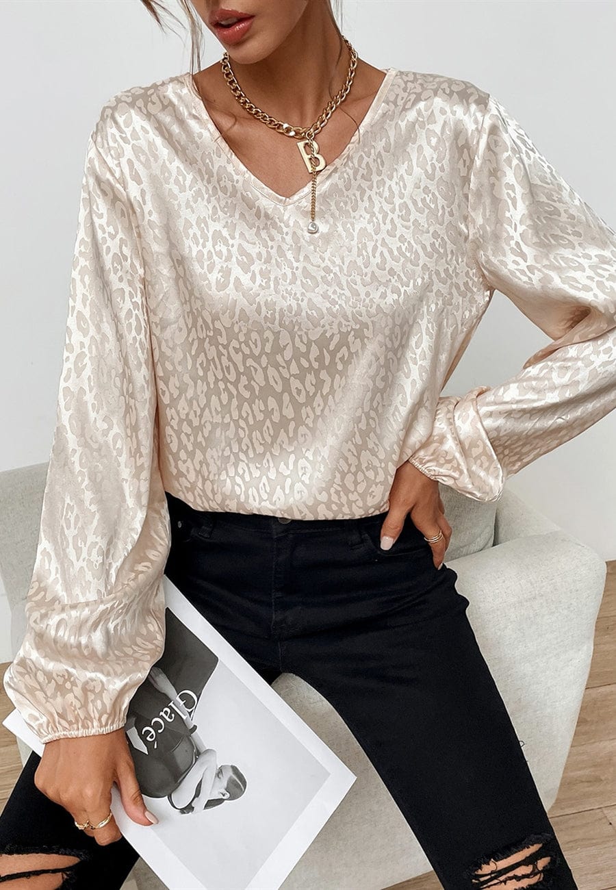 Satin Leopard Print Blouse