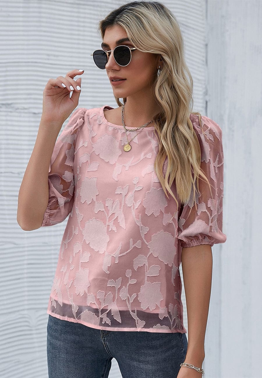 Floral Patterned Puff Sleeve Blouse