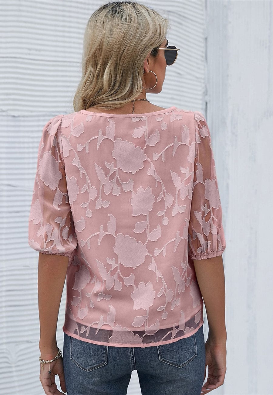 Floral Patterned Puff Sleeve Blouse