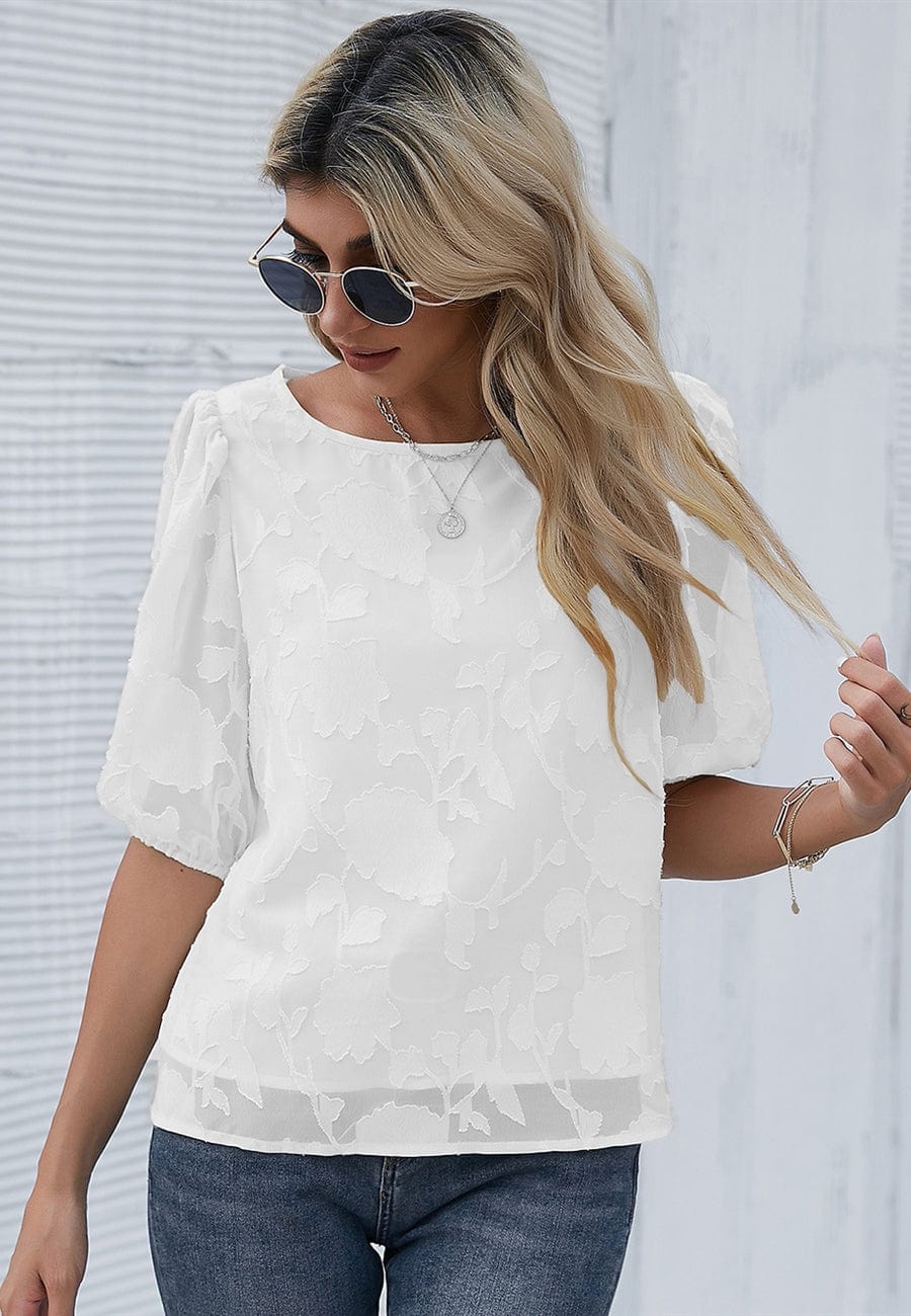 Floral Patterned Puff Sleeve Blouse